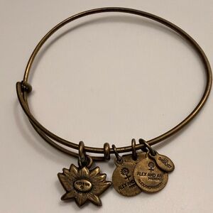 Alex and Ani “Lotus” Bronze Charm Bangle